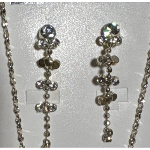 Christina Collection Silver Crystal Necklace & Earrings Set Angel Look Elegant - Picture 5 of 9